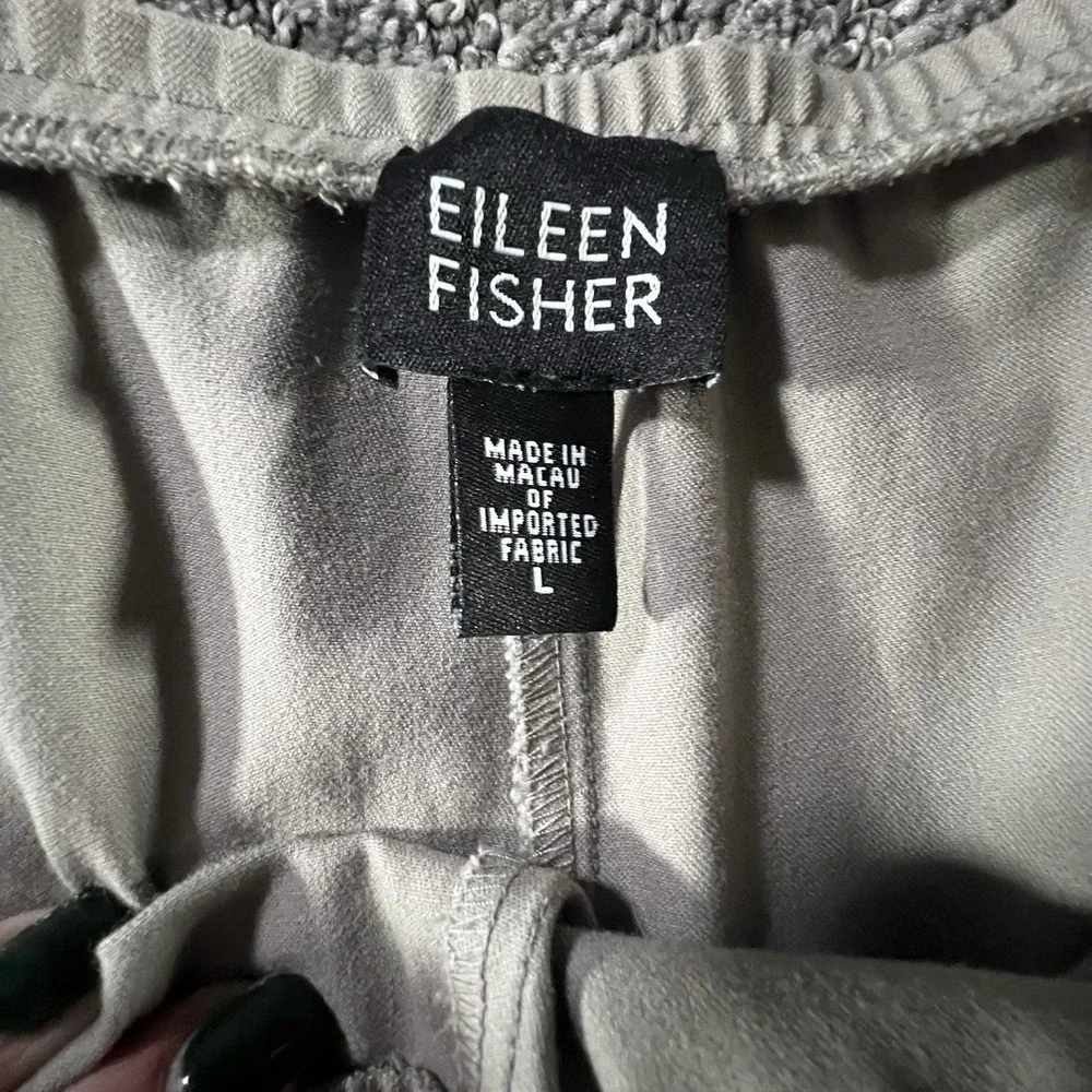 Eileen Fisher Womens L Taupe‎ Side Zip Tapered Pants Elastic Waist Travel Ankle - Picture 3 of 7